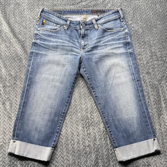 AG Adriano Goldschmied Crop Jeans 31R USA Made Distressed Cuffed Capri‎ Stretch - Picture 1 of 11